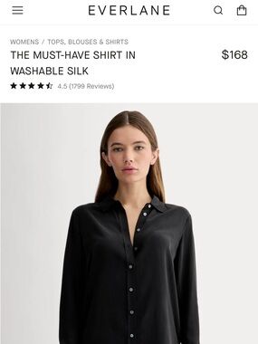 Everlane Black Washable Silk Shirt